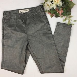 FC Waxed Coated Silver Skinny Ankle Zip Jeans